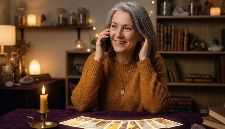 Tarot Telefónico 24 Horas: ¿Cómo Encontrar un Servicio Recomendado (y Huir de las Estafas)? 3 Vidente buena y fiable atendiendo una consulta de tarot telefónico sin gabinete desde la tranquilidad de su hogar.